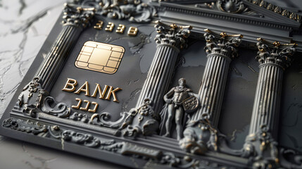 Credit Card with Bank Building. 