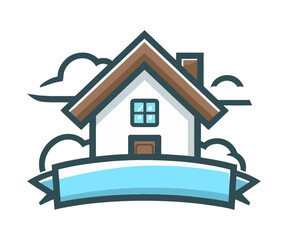 Cartoon House Logo. Vector Illustration