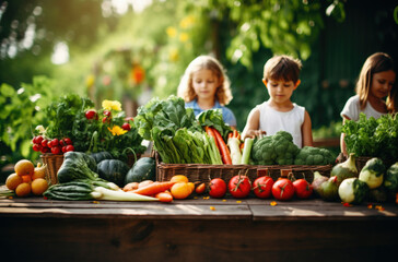 An image of a nice little girl in the kitchen-garden