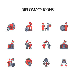 diplomacy icon set.vector.Editable stroke.linear style sign for use web design,logo.Symbol illustration.