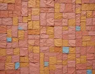 a piece of paper with square tiles in pink and yellow colors