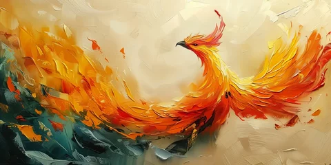 Foto op Plexiglas Great Chinese paint wall of Phoenix art paint. Chinese wall paper. © Mix and Match Studio