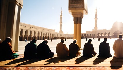Islamic praying in ramadan, faith  - obrazy, fototapety, plakaty