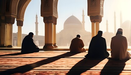Islamic praying in ramadan, faith  - obrazy, fototapety, plakaty