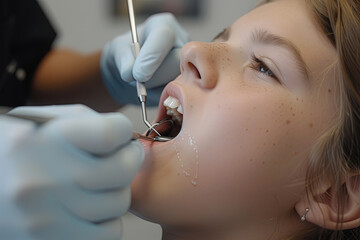 Detalle de dentista trabajando con niños