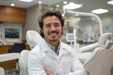 Retrato de dentista en su consulta odontológica