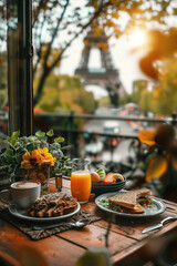 Obraz na płótnie Canvas desayuno parisino en una terraza en París
