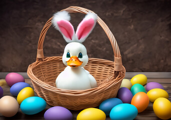 Easter Bunny Duck with a basket full of eggs!