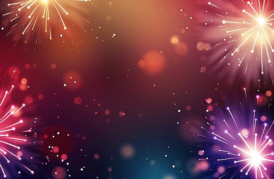 New Year background with fireworks in the sky, dark pink and light amber, bold color field, Chinese New Year festivities, spectacular backdrops, uhd image, free brushwork, dark red and yellow.