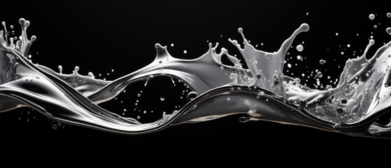 Liquid silver metal abstract on black background