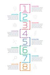 eight steps infographic template. numerical information template. infographic template for business, science, industry, technology world