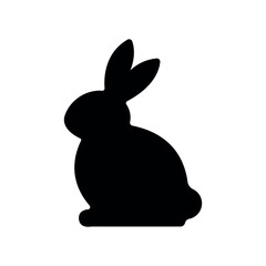 easter bunny black side silhouette, rabbit side view, stencil for festive decorations, decorative arts, simple vector design element