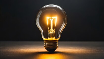 simple creative bulb glowing on black background generative