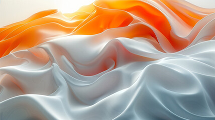 Harmonious white and orange abstract folds offer captivating visuals.