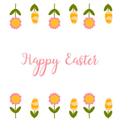 Easter card with illustration of spring flowers. Illustration icon.