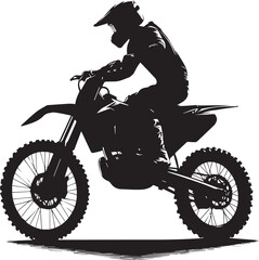 Fototapeta na wymiar Realistic silhouette of a motocross rider, man is doing a trick, isolated on white background. Enduro motorbike sport transport. Vector illustration