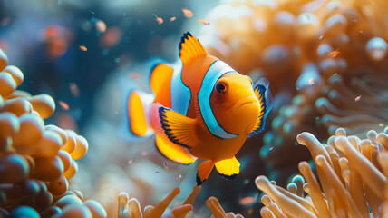 Naklejka na ściany i meble Clown fish underwater