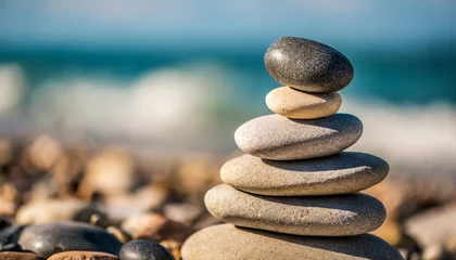 Wandaufkleber zen rock balanced pebbles © Richard