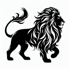 a black and white lion