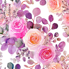 rose flower seamles pattern on white or transprent background