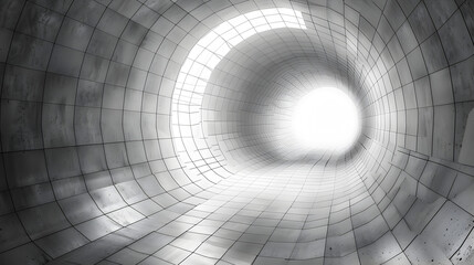 Naklejka premium abstract tunnel background 3d, Digital artwork depicting a gray concrete tunnel with a metal aesthetic 