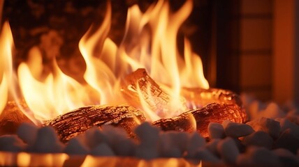fire in the fireplace