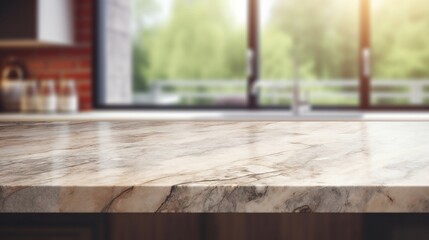 room with a window,Marble Kitchen Countertop with Utensils
