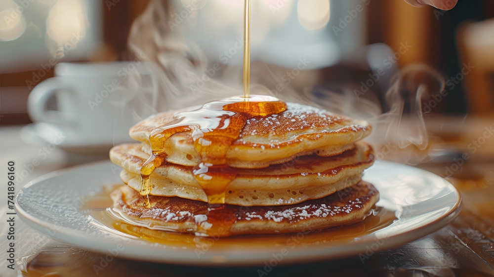 Wall mural Warm pancakes with honey - Wall murals
