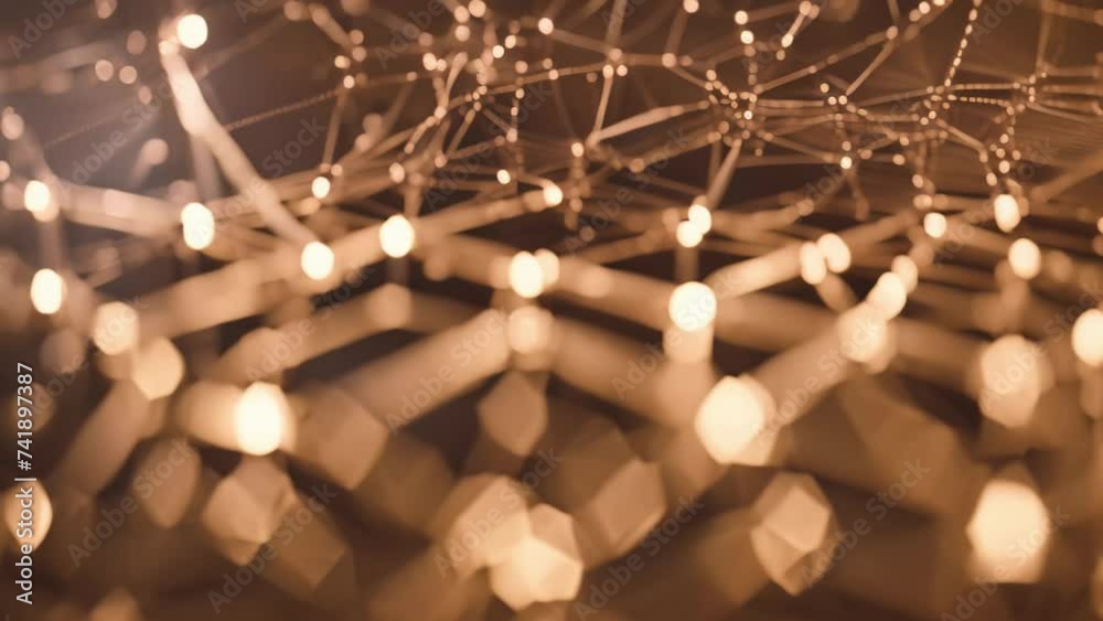 Aufkleber Close-up view of a structure with numerous bright lights representing interconnected nodes of a blockchain network, Depiction of interconnected nodes representing a blockchain network, AI Generated