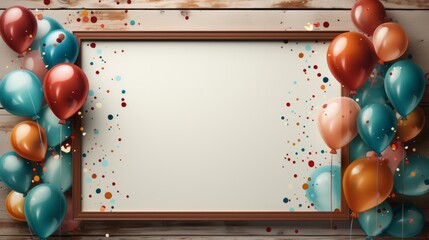 Digital Illustration Birthday Frame with Copy Space