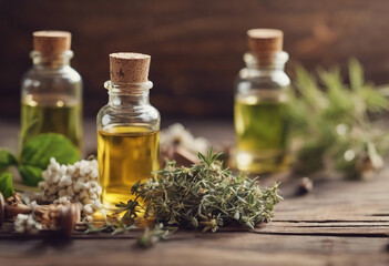 Obraz na płótnie Canvas Botanical blends herbs essencial oils for naturopathy Natural remedy herbal medicine blends for bath
