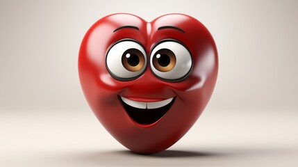 3d render of a red laughing heart. Generative AI
