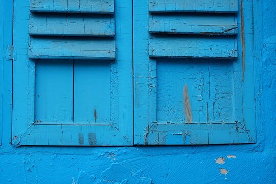 old blue window shutters
