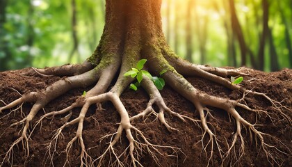 tree roots in soil close up underground texture illustration