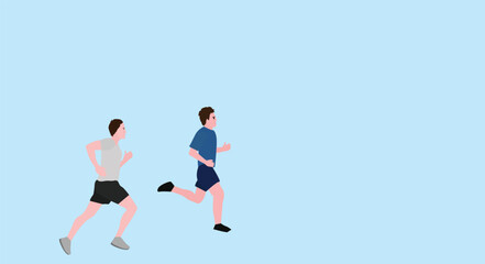 Fototapeta na wymiar illustration of men running, jogging, exercising