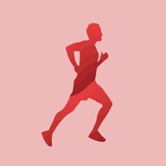 Fototapeta na wymiar running man silhouette illustration on red background