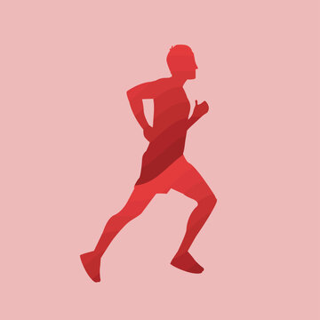 running man silhouette illustration on red background