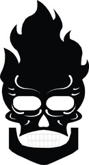 head of a skull icon, skull icon, fire skull head icon, halloween icon, danger icon, illustration of a burning fire