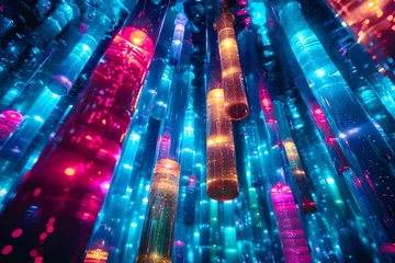 Foto op Plexiglas Tubes lumineux vus d'en dessous, scène futuriste © Concept Photo Studio