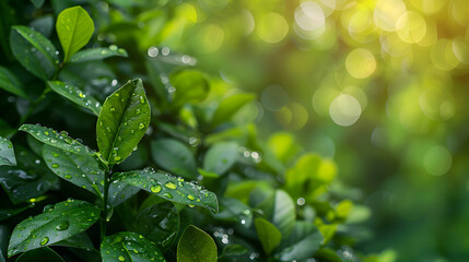 Fototapeta na wymiar green leaves background 3d, Water on leave background green leaf nature droplet rainning 