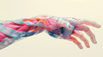 drawing of the structure of the hand anatomical drawing. Generative AI