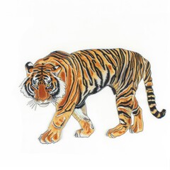 A drawing of a tiger on a white background