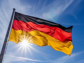 German Flag Waving on Sunny Day