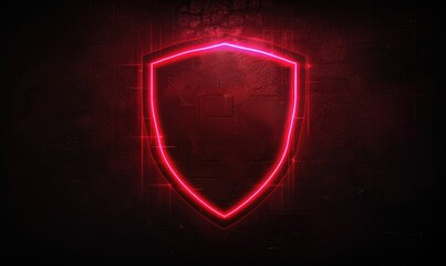 A shield symbol on a dark technology background