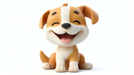 A friendly and adorable 3D rendering of a cute dog that is guaranteed to bring joy and warmth to any project. Perfect for greeting cards, children's books, or pet-related designs.