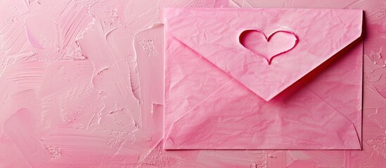 pink envelope with heart cutout on pink textured - Powered by Adobe