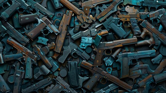 guns or weapons background, copy space, 16:9