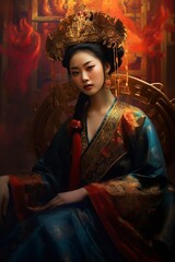 first and only Chinese empress Wu Zetian - obrazy, fototapety, plakaty