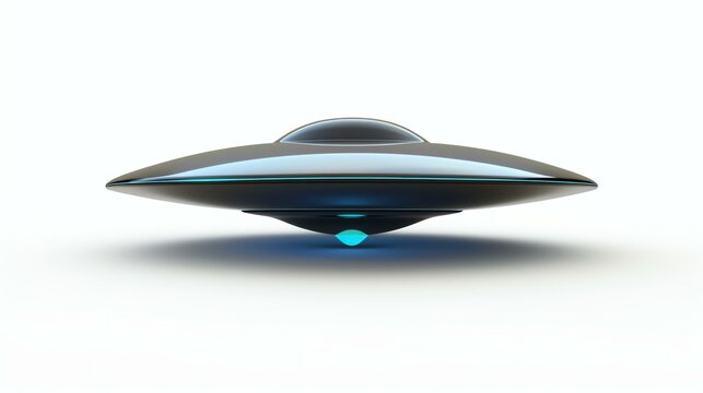 A sleek and futuristic 3D rendered flying saucer icon, perfect for sci-fi enthusiasts and space-themed designs. This simple yet captivating design features smooth lines and an aura of myster