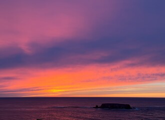 Naklejka na ściany i meble sunset, Otter Rock and a beautiful sunset on the central Oregon coast near Newport